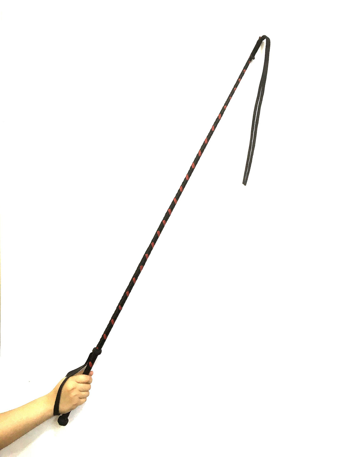 42" Real Leather Braided Stick Horse Whip